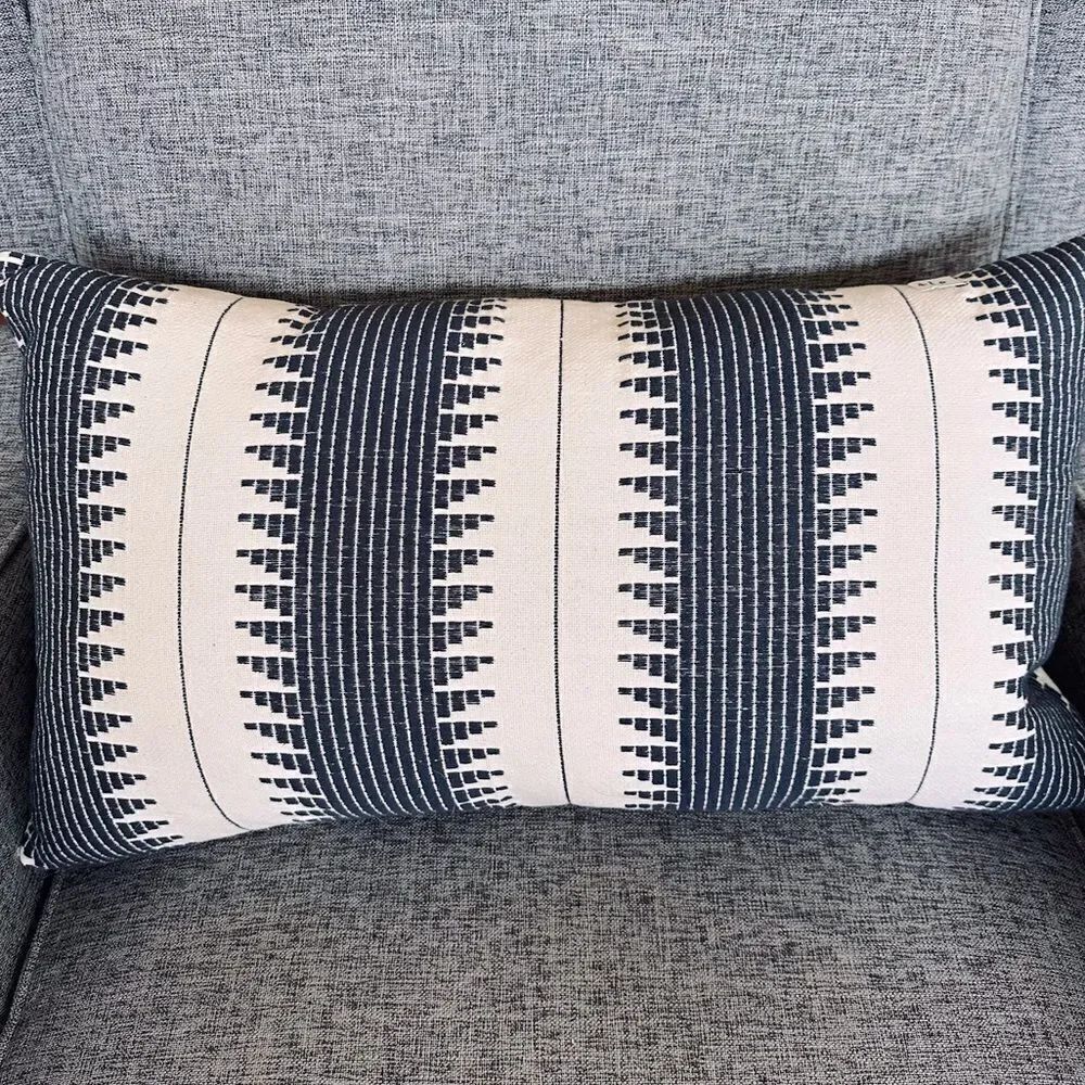 Elements Erin Gates Large Navy Blue Cream Aztec Lumbar Throw Pillow
